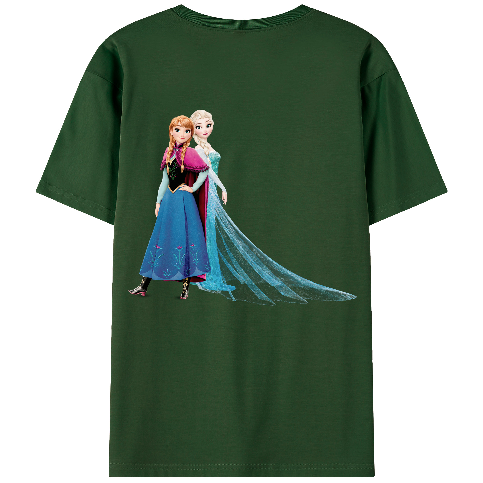 （画像用） アナと雪の女王 アンナ エルサ Frozen Anna Elsa 綿100％半袖Tシャツ（背面プリント）